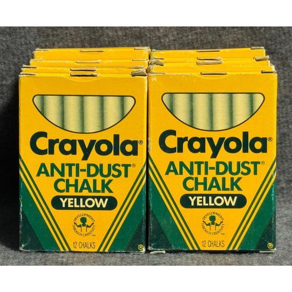 Crayola 1401 Yellow Anti-Dust Chalk – Vintage 1988 - 8 Unused Boxes – 96 Sticks - Picture 4 of 4